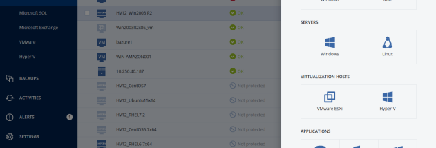 Acronis Backup for Virtual Host screenshot