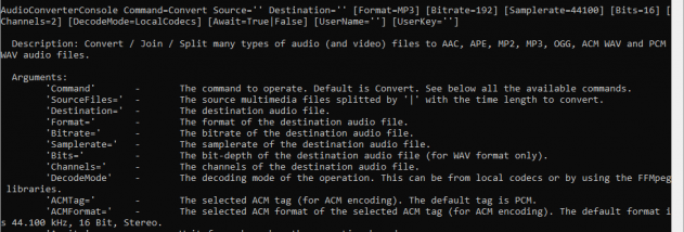 Audio Converter Console screenshot