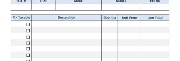 Auto Repair Invoice Template screenshot