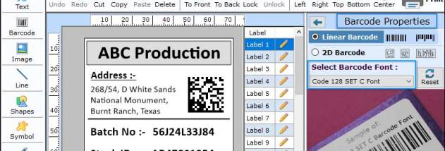 Bar Code Label Software screenshot