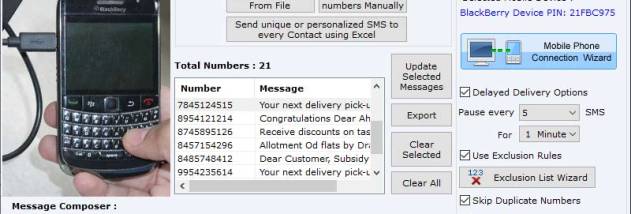 BlackBerry Bulk SMS Software screenshot