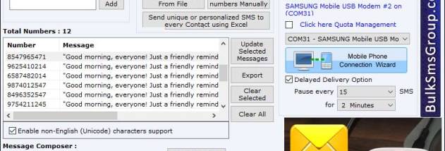 Bulk SMS Group Software screenshot