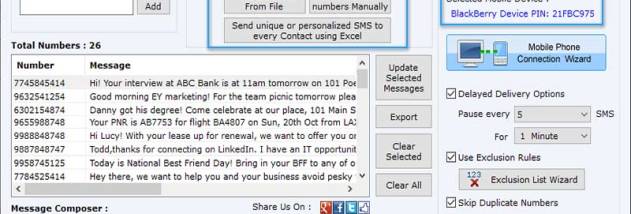Bulk SMS Marketing Software Blackberry screenshot