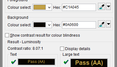 Colour Contrast Analyser screenshot