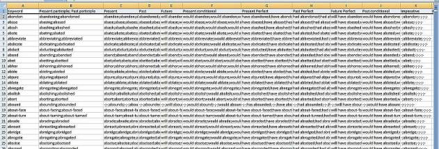 Database Conjugation Verb screenshot