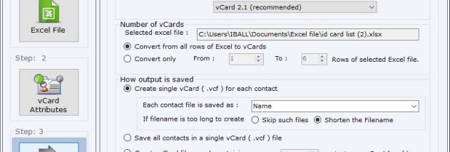 Excel to vCard Converter Software screenshot