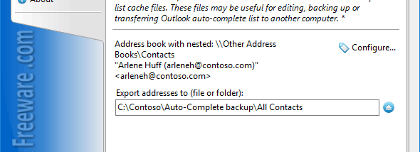 Export Addresses to Auto-Complete Files screenshot