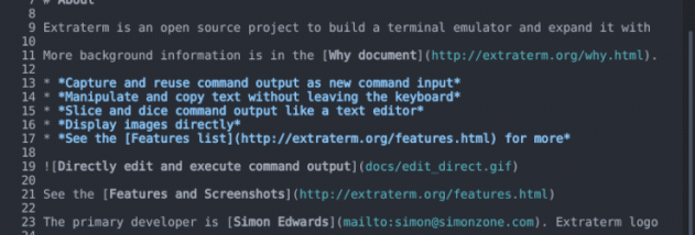 Extraterm screenshot