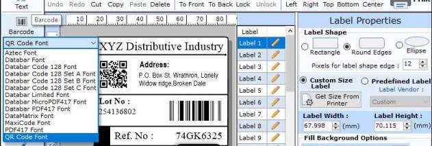 Industrial Barcode Label Software screenshot