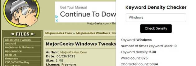 Keyword Density Checker screenshot