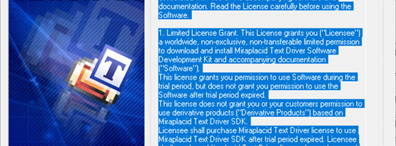 Miraplacid Text Driver SDK screenshot