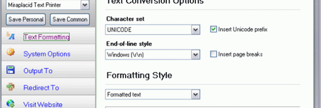 Miraplacid Text Driver screenshot