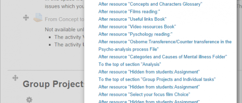 Moodle screenshot