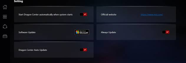 MSI Dragon Center screenshot
