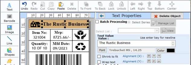 Parcels and Luggage Barcode Software screenshot