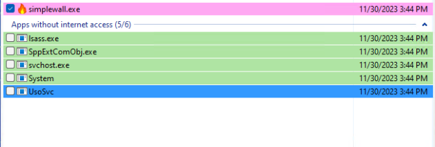 Portable simplewall (Wfp Tool) screenshot