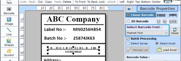 Postal Service Barcode Software screenshot