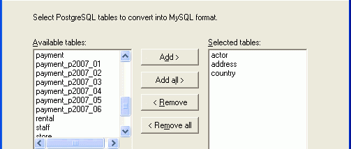 PostgreSQL-to-MySQL screenshot