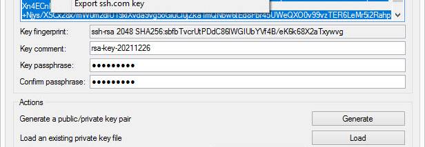 PuTTY Key Generator screenshot
