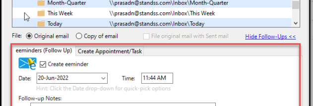 Quickfile for Outlook screenshot