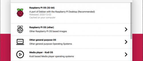 Raspberry Pi Imager screenshot
