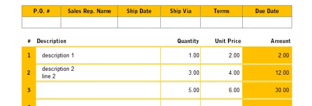 Simple Sales Invoice Template screenshot