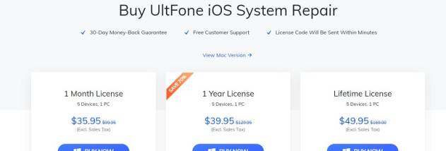 UltFone iOS System Repair screenshot