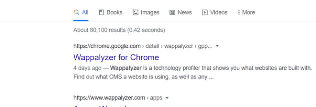 Wappalyzer for Chrome screenshot