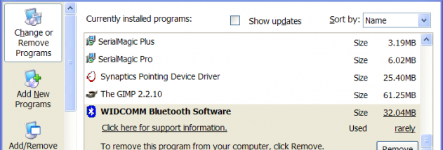widcomm bluetooth software for windows 7 code 19