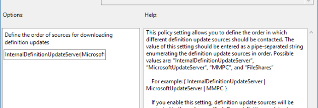 Windows Defender Definition Updates screenshot